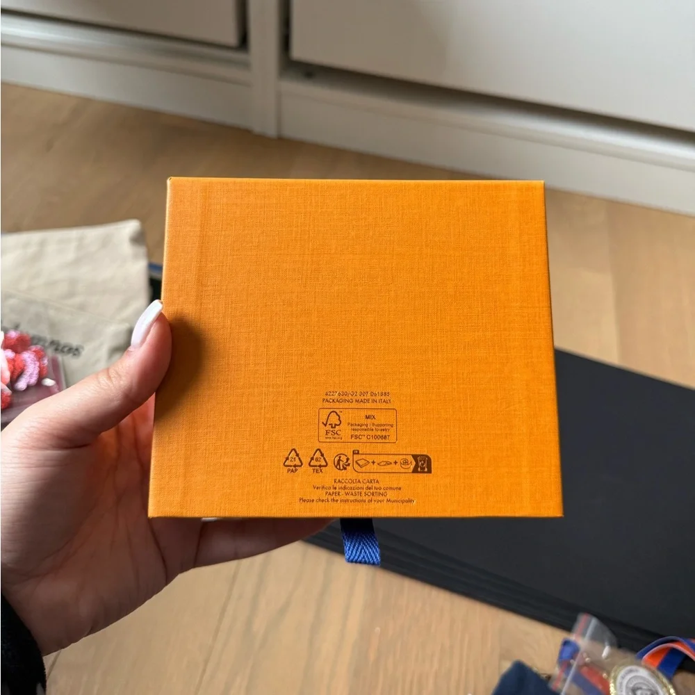 Louis Vuitton Cream Dust Bag with Peach Box Interior